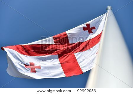 Georgia National Flag Blown By The Wind