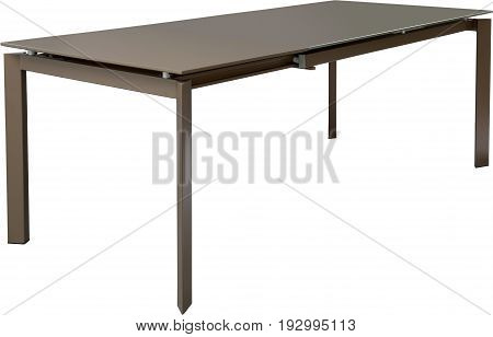 Modern brown dinning table. Modern designer, Sliding table isolated on white background. Series of furniture