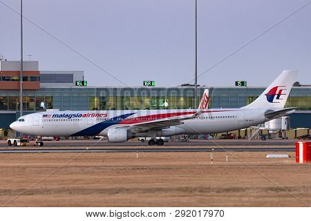 Adelaide, Australia - January 5, 2013: Malaysia Airlines Airbus A330 Airliner 9m-mth At Adelaide Air