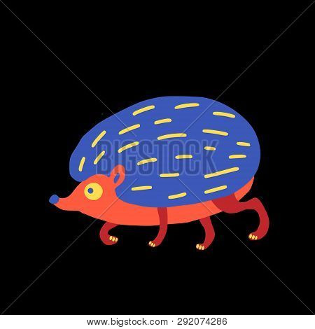 Running Hedgehog Doodle Against The Black Background.