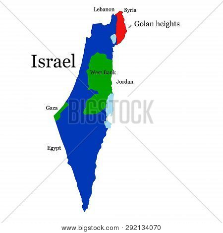Vector Map Of Israel And Golan Heights With Neighboring Countries