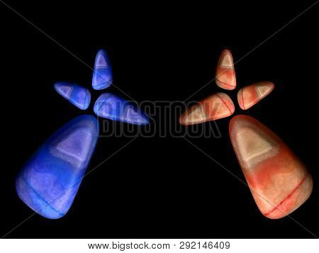 Figure Of A Fox Lined With Multi-colored Pebbles. Figure Fox Made Of Stones. Stone Figures.