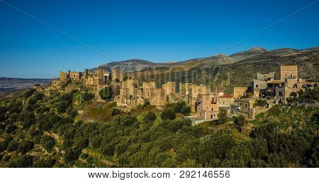 Abandoned City Of Vatio In Inner Mani On Peloponnese In Greece