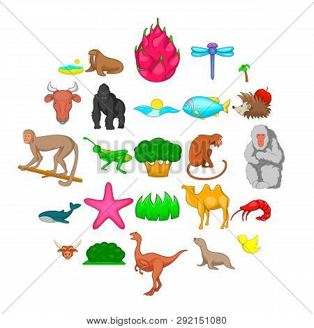 Herbivore Icons Set. Cartoon Set Of 25 Herbivore Icons For Web Isolated On White Background