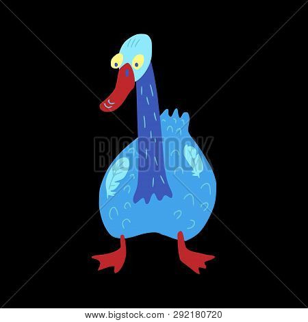 Cute Doodle Swan Against The Black Background