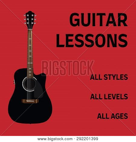 Guitar Lessons Leaflet And Brochure Design. Ready-made Promomaterials.