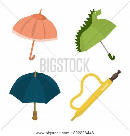 Vector Illustration Of Umbrella And Rain Icon. Set Of Umbrella And Weather Stock Vector Illustration