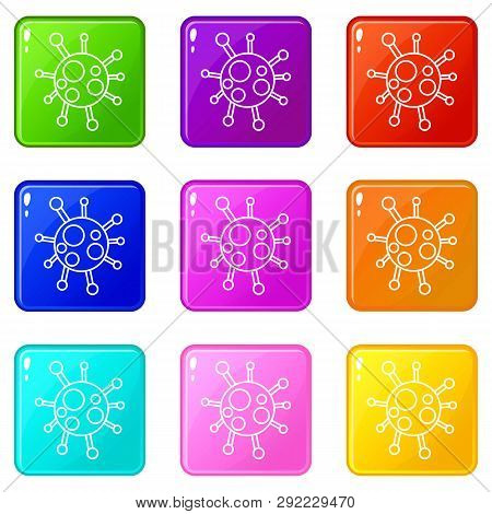 Chlamydia Virus Icons Set 9 Color Collection Isolated On White For Any Design