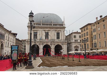 Italy, Brescia - October 01 2017: The View Of The Traditional Parade At Celebrations Of Caterina Cor