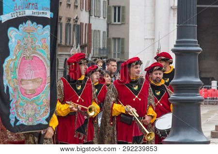 Italy, Brescia - October 01 2017: The View Of The Traditional Parade At Celebrations Of Caterina Cor