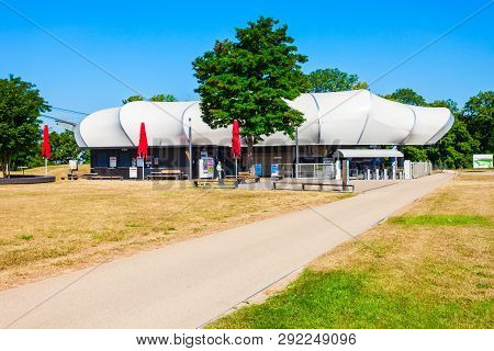 Koblenz, Germany - June 27, 2018: Cable Car Station At The Ehrenbreitstein Fortress In Koblenz Town 