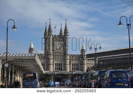 Bristol, United Kingdom, 21st February 2019, Entrance For Bristol Temple Meads Station
