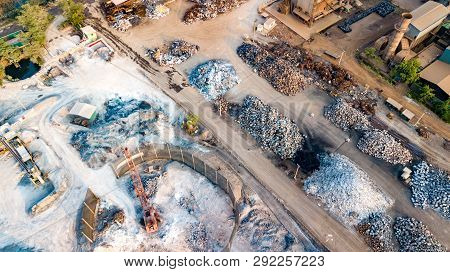 Surface Of Cement Raw Materials From Aerial View On Cement Industry.