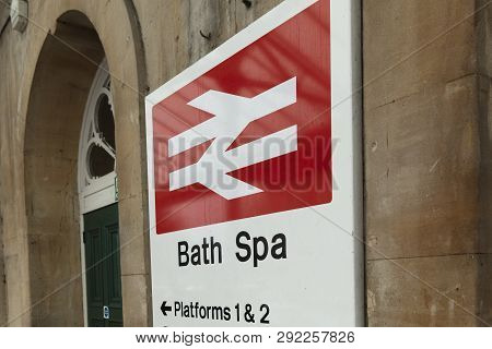 Bath, Somerset, United Kingdom, 22nd February 2019, Entrance Signage For Bath Spa Station