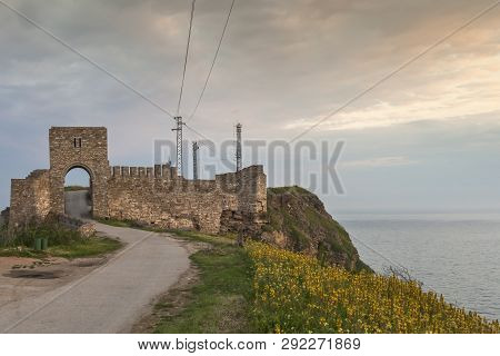 Sunset View Of Ruins Of Fortress At Kaliakra Cape At Black Sea Coast,  Dobrich Region, Bulgaria