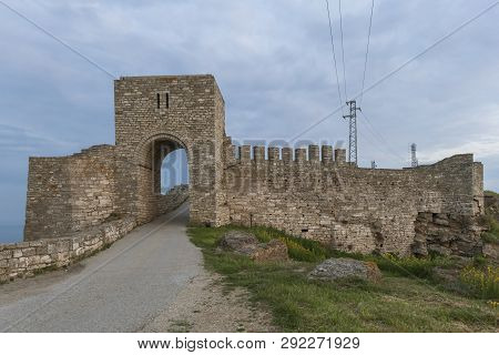 Sunset View Of Ruins Of Fortress At Kaliakra Cape At Black Sea Coast,  Dobrich Region, Bulgaria