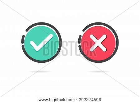 Check Mark And Cross Icons. Vector Illustration