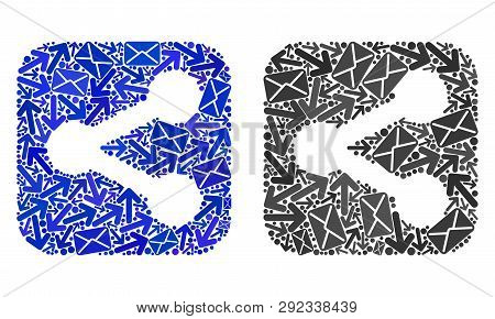 Mail Share Icon Collage Of Envelopes And Arrows With Blue Color. Abstract Vector Share Illustration 