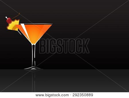Official Cocktail Icon, The Unforgettable Mary Pickford Cartoon Illustration For Bar Or Restoration 