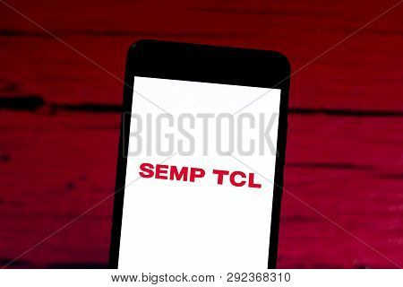 March 29, 2019, Brazil. Semp Tcl Logo On The Mobile Device. Semp Tcl Is A Brazilian Electronics Comp