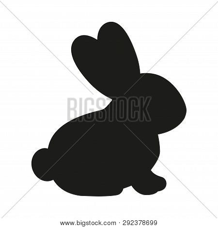 Black And White Side View Rabbit Silhouette. Domestic Farm Animal Symbol Easter Themed Vector Illust