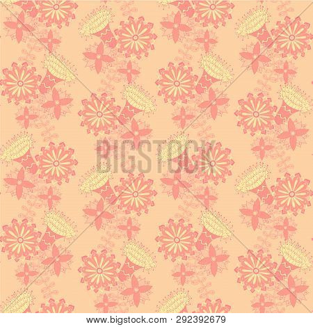 Floral Seamless Pattern. Design Element Pink And Yellow Decorative Ornament Stock Vector Illustratio