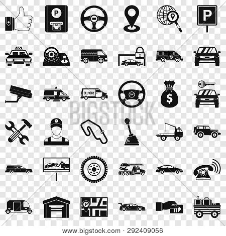Venicle Icons Set. Simple Style Of 36 Venicle Icons For Web For Any Design
