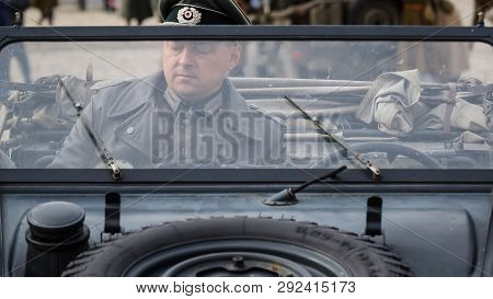 Kolobrzeg, West Pomeranian / Poland - 2019: Reconstruction Of Battle For Kolobrzeg - German Officer 