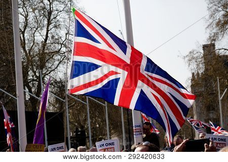 London, United Kingdom, March 29th 2019:- Pro Brexit Protesters Outside The British Parliament Deman