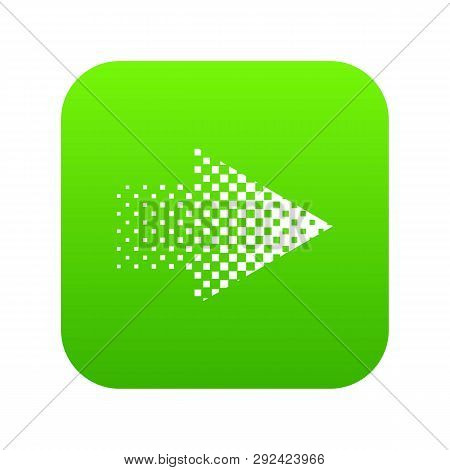 Halftone Rigth Arrow Icon Green Isolated On White Background