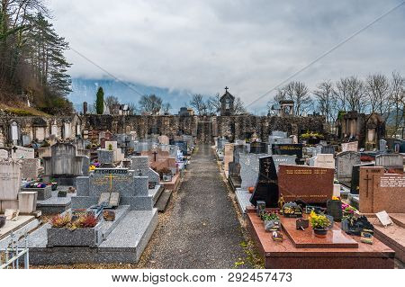 Annecy, France. December 23, 2017. Impression Of A Rural Graveyard In The South Of France.