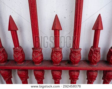 Railing Red On Wall White In Thailand