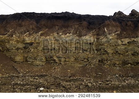 Soil Cut-sandstone, Stones, Sand Structure And Layers