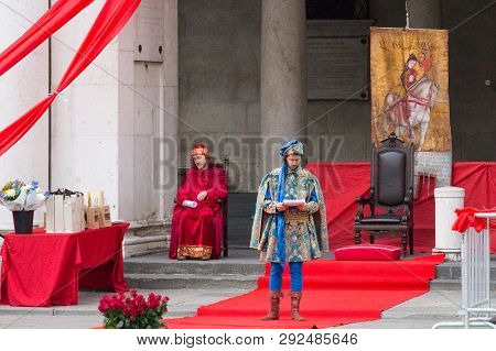 Italy, Brescia - October 01 2017: The View Of The Traditional Celebrations Of Caterina Cornaro Is Co