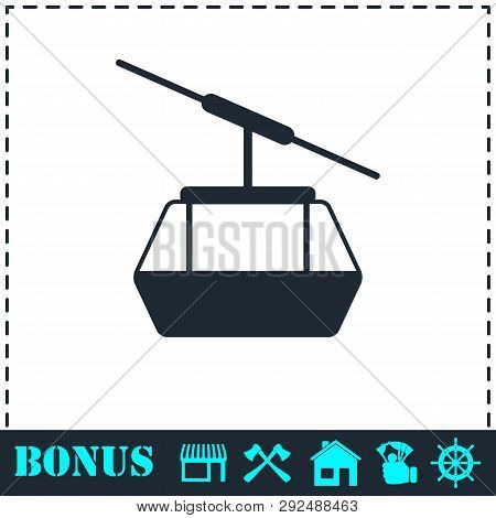 Ropeway Cabines Icon Flat. Simple Vector Symbol And Bonus Icon
