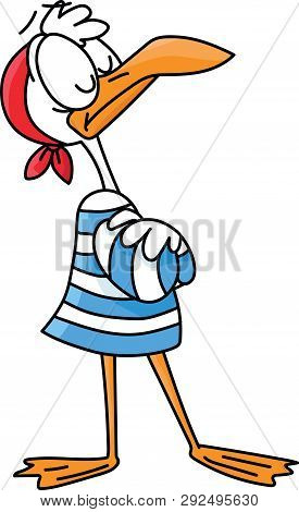 Cartoon Seagull Not Listening To What Is Being Told Vector Illustration