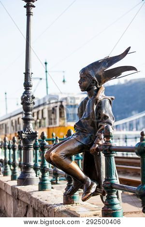 Budapest, Hungary - April, 2018: The Famous Little Princess Statue Created By Laszlo Marton Sitting