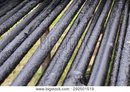 Oil Drill Pipe. Rusty Drill Pipes Were Drilled In The Well Section. Downhole Drilling Rig. Laying Th
