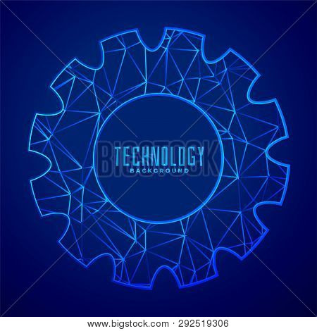 Abstract Composition Of Gear Wheel In Low Poly Style
