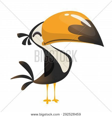 Toucan Cartoon. Vector Icon Of Toucan Bird. Exotic Colorful Bird Illustration