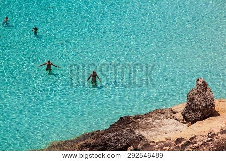 Lampedusa, Italy - August, 03: View Of The Most Famous Sea Place Of Lampedusa, It Is Named Spiaggia 