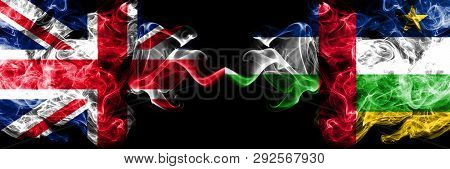 United Kingdom Vs Central African Republic Smoky Mystic Flags Placed Side By Side. Thick Colored Sil