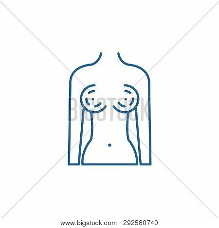 Breast Augmentation Line Icon Concept. Breast Augmentation Flat  Vector Symbol, Sign, Outline Illust