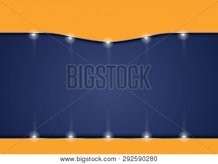 Blue Background With Orange Stripes Illuminated By Floodlights