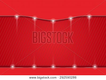 Red Background Consisting Of Three Parts Illuminated By Floodlights
