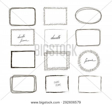 Hand Drawn Frames Set. Cartoon Style. Vector.