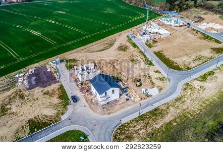 Aerial View Of Road Streets New Development Area For Real Estate Hme Building Construction Germany