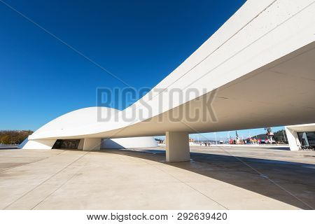 Aviles, Spain - November 19, 2018: Niemeyer Center Building In Aviles. Is A Cultural Center Designed