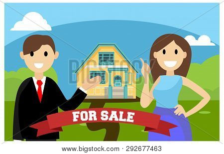 Flat Illustration Of Home Marketing, Vector Illustration