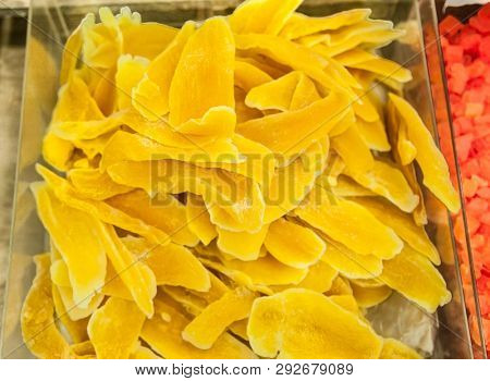 Dried and candied mango fruits in stock market , Bueno Aires, Argentia. 